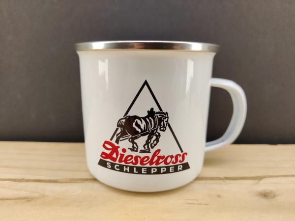 Fendt Dieselross Schlepper Emaille Tasse